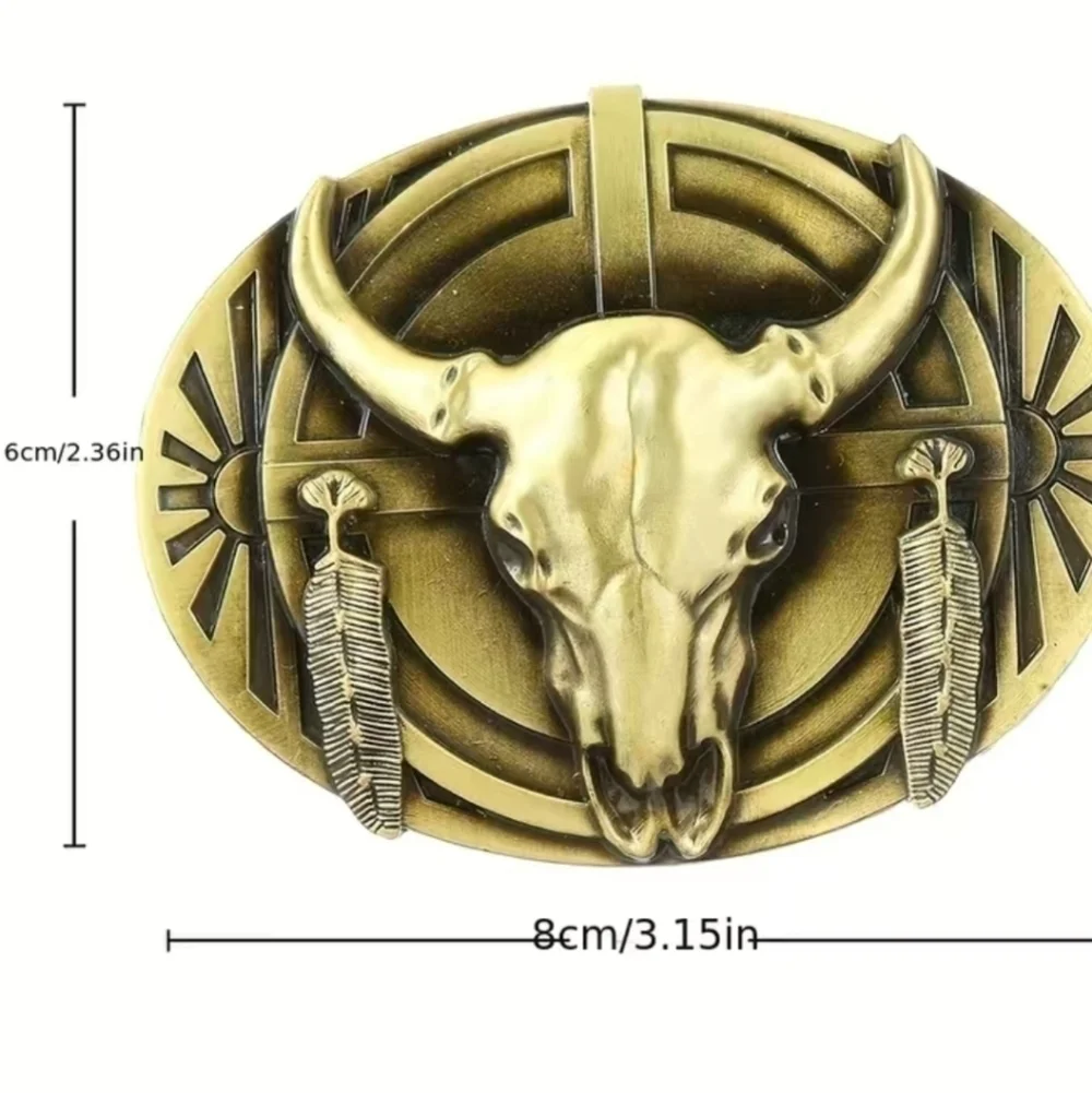 New men's bull cowboy western belt buckle